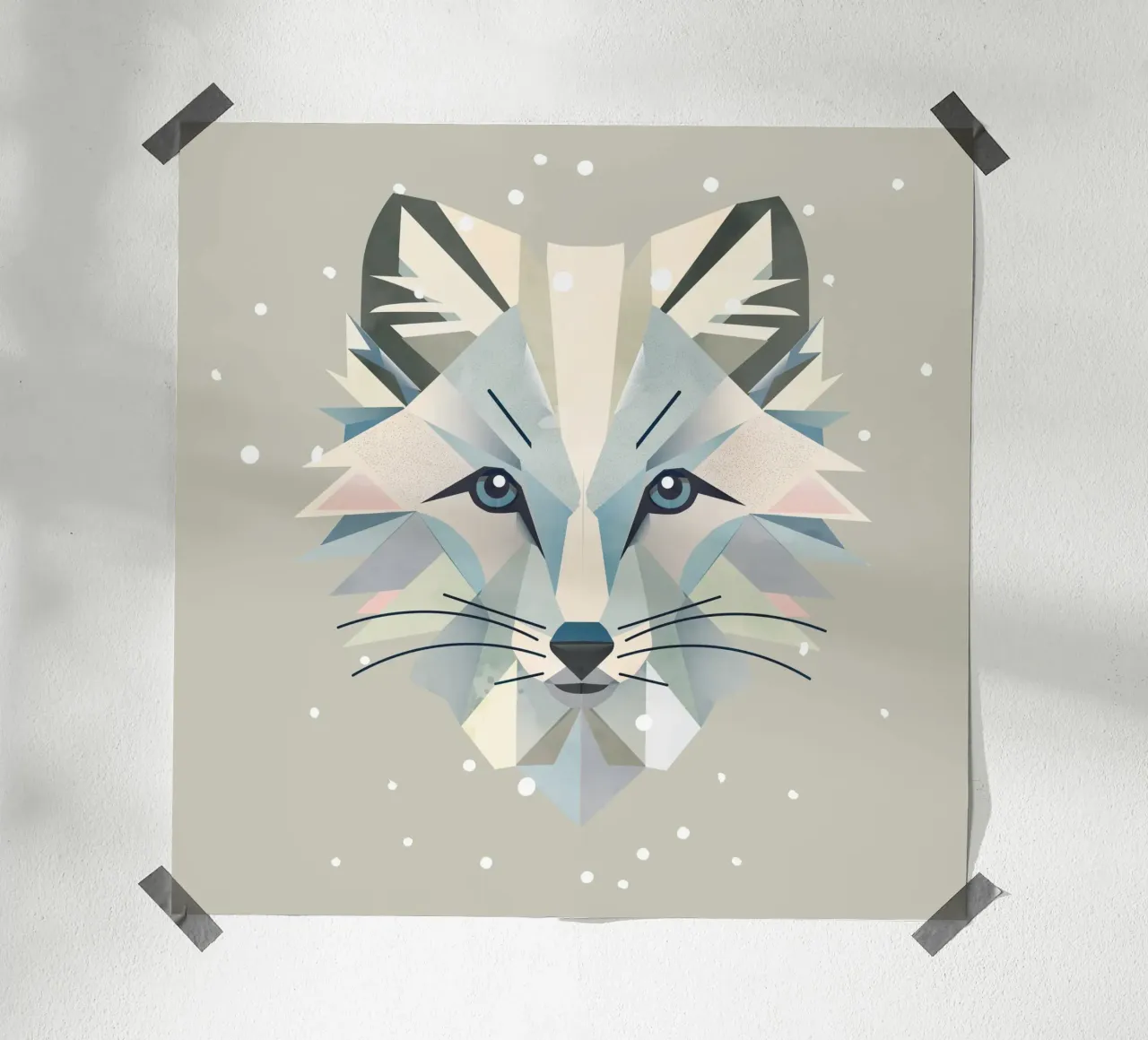Zauberhaftes Polarfuchs-Motiv in geometrischer Eleganz Hahnemühle von namosh