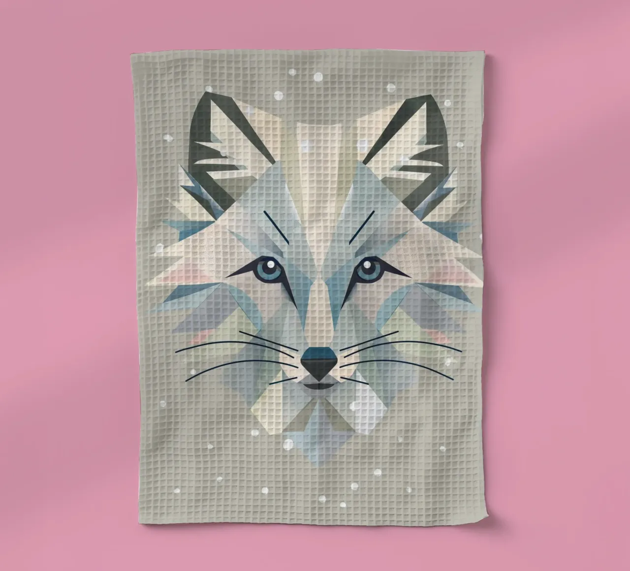 Zauberhaftes Polarfuchs-Motiv in geometrischer Eleganz Geschirrtuch von namosh
