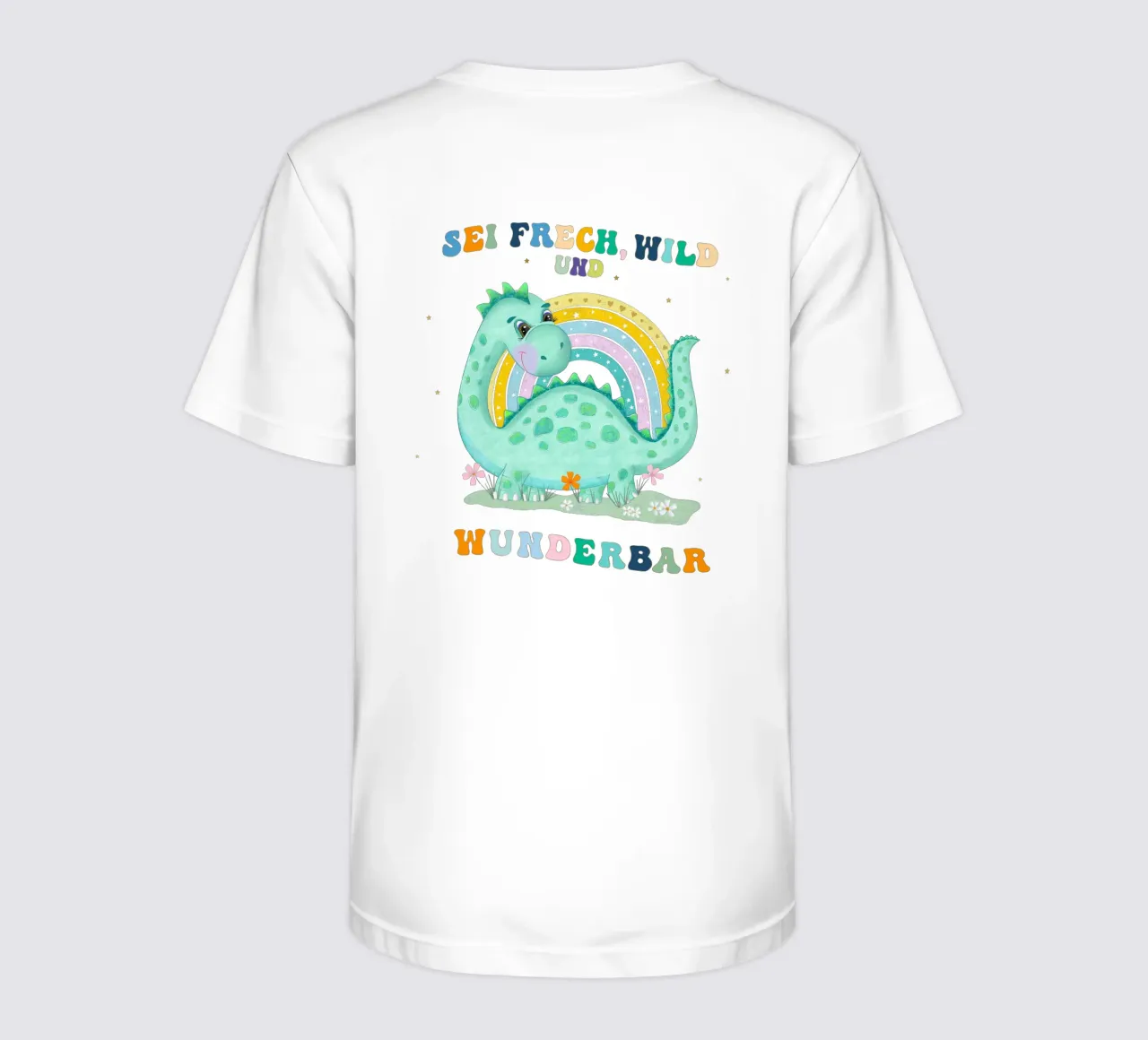 Dinosauro con arcobaleno: siate sfrontati, selvaggi e meravigliosi. t-shirt bambini da CalliLetters