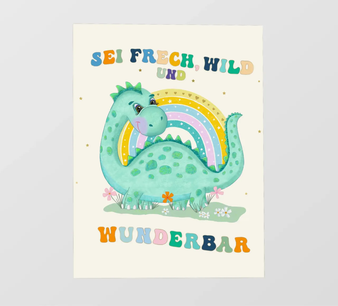 Dinosauro con arcobaleno: siate sfrontati, selvaggi e meravigliosi. telo in pvc da CalliLetters
