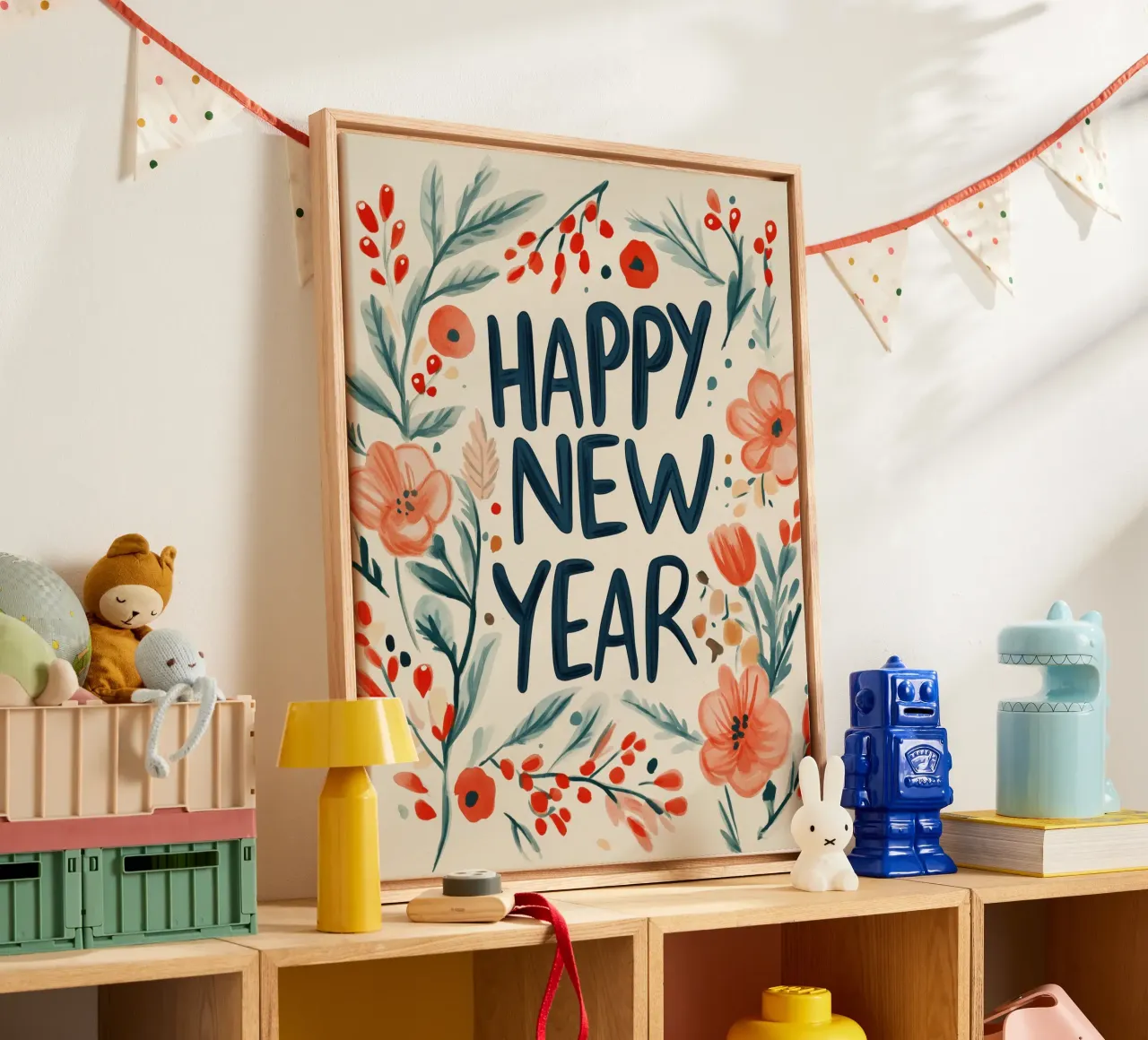 Happy New Year tela con Cornice a cassetta da treechild