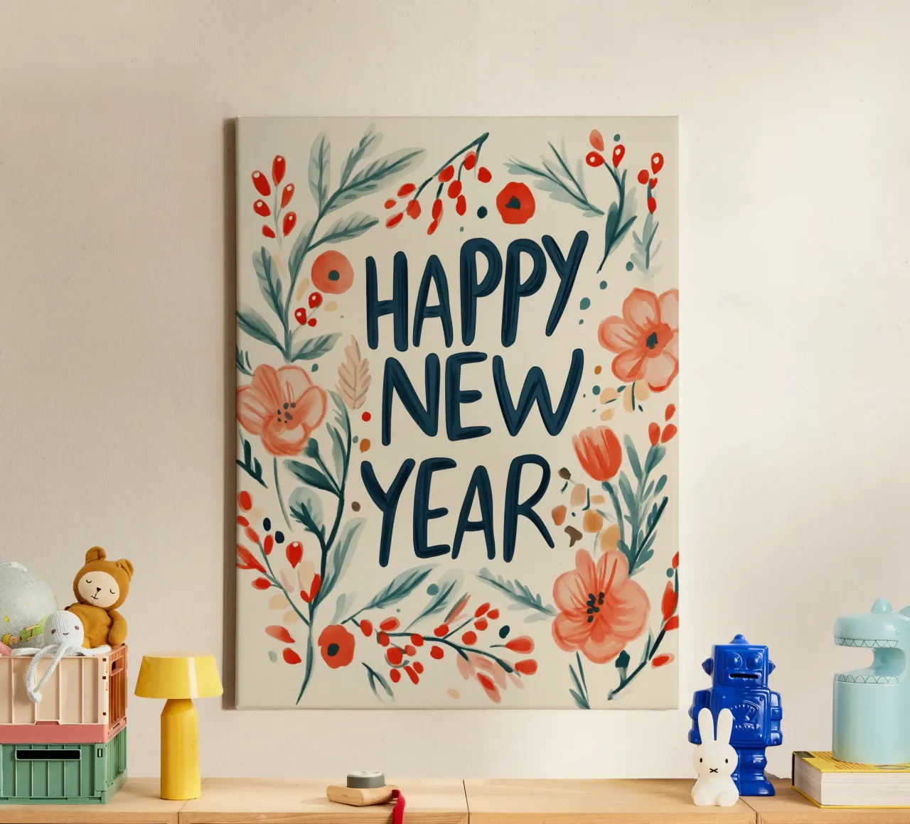 Happy New Year tela con Cornice a cassetta da treechild