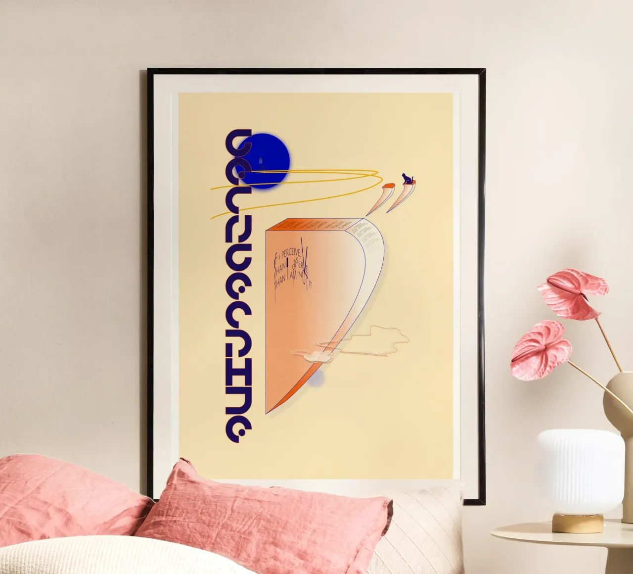 le point de vue du chat poster avec cadre en bois de Fanny Austin