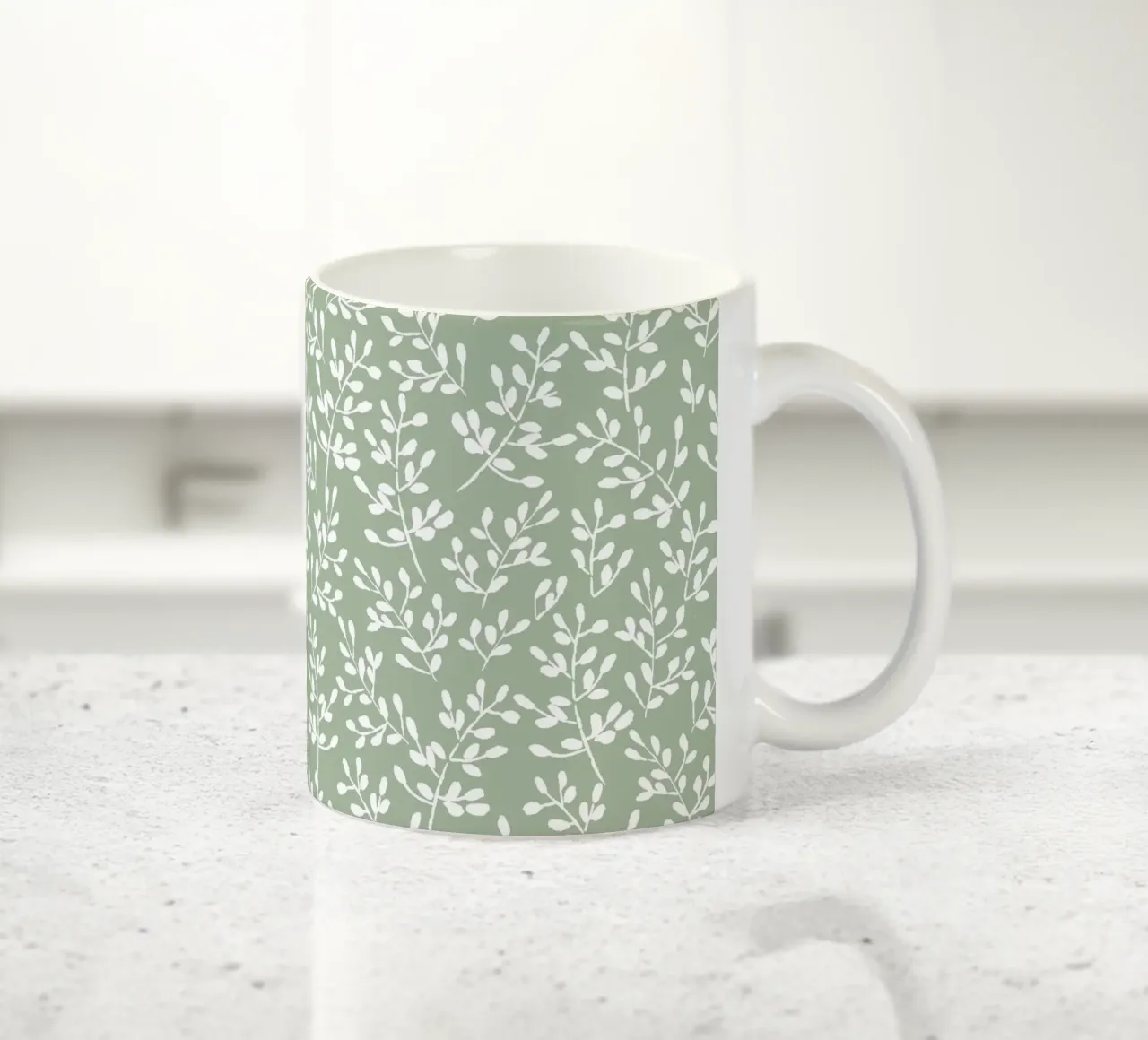 Green Tiny Watercolor Leaves tazza in ceramica da anisillustration