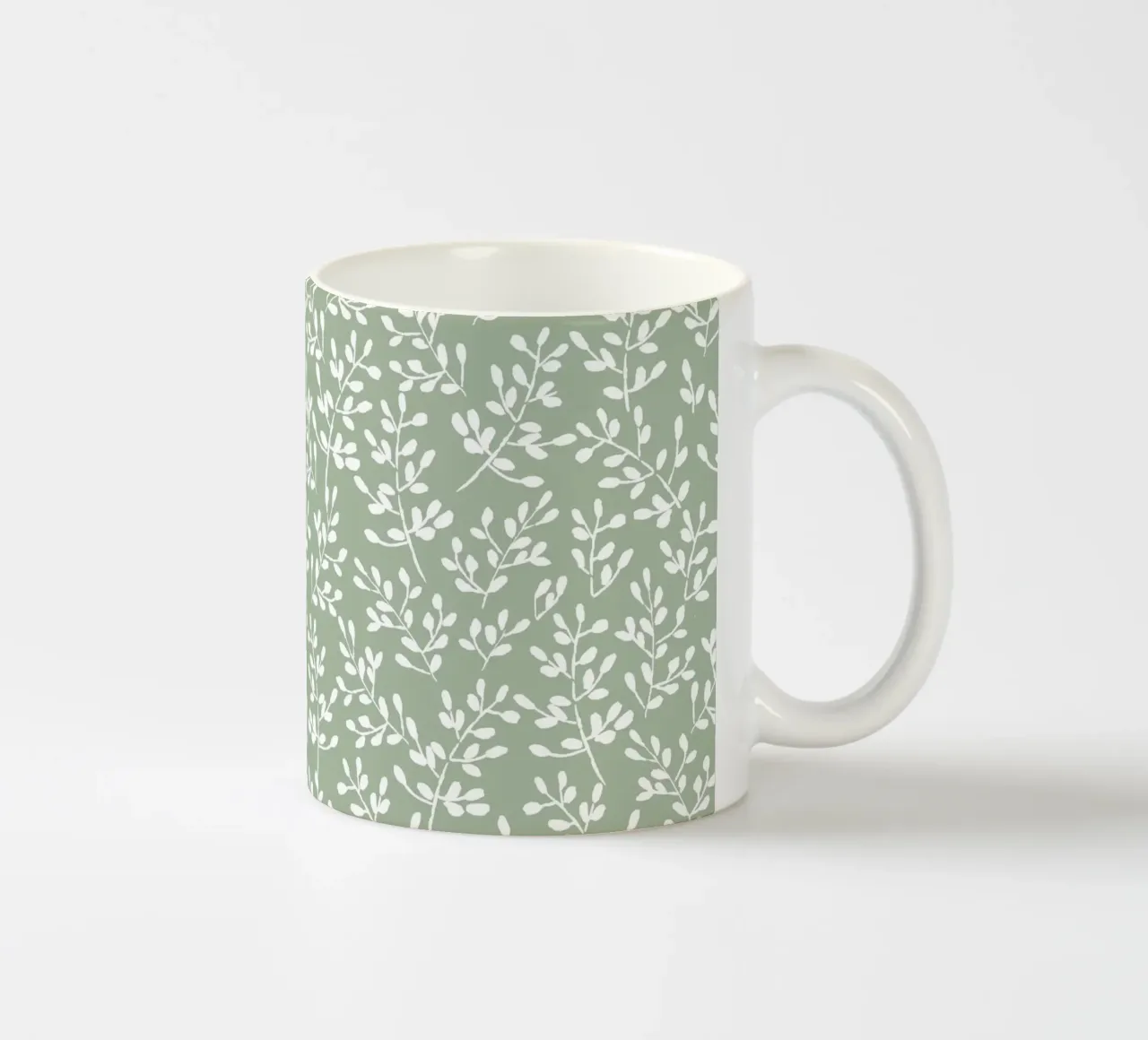 Green Tiny Watercolor Leaves tazza in ceramica da anisillustration