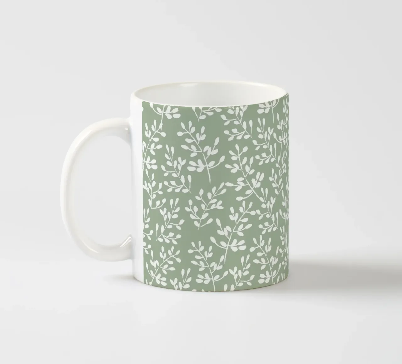 Green Tiny Watercolor Leaves tazza in ceramica da anisillustration