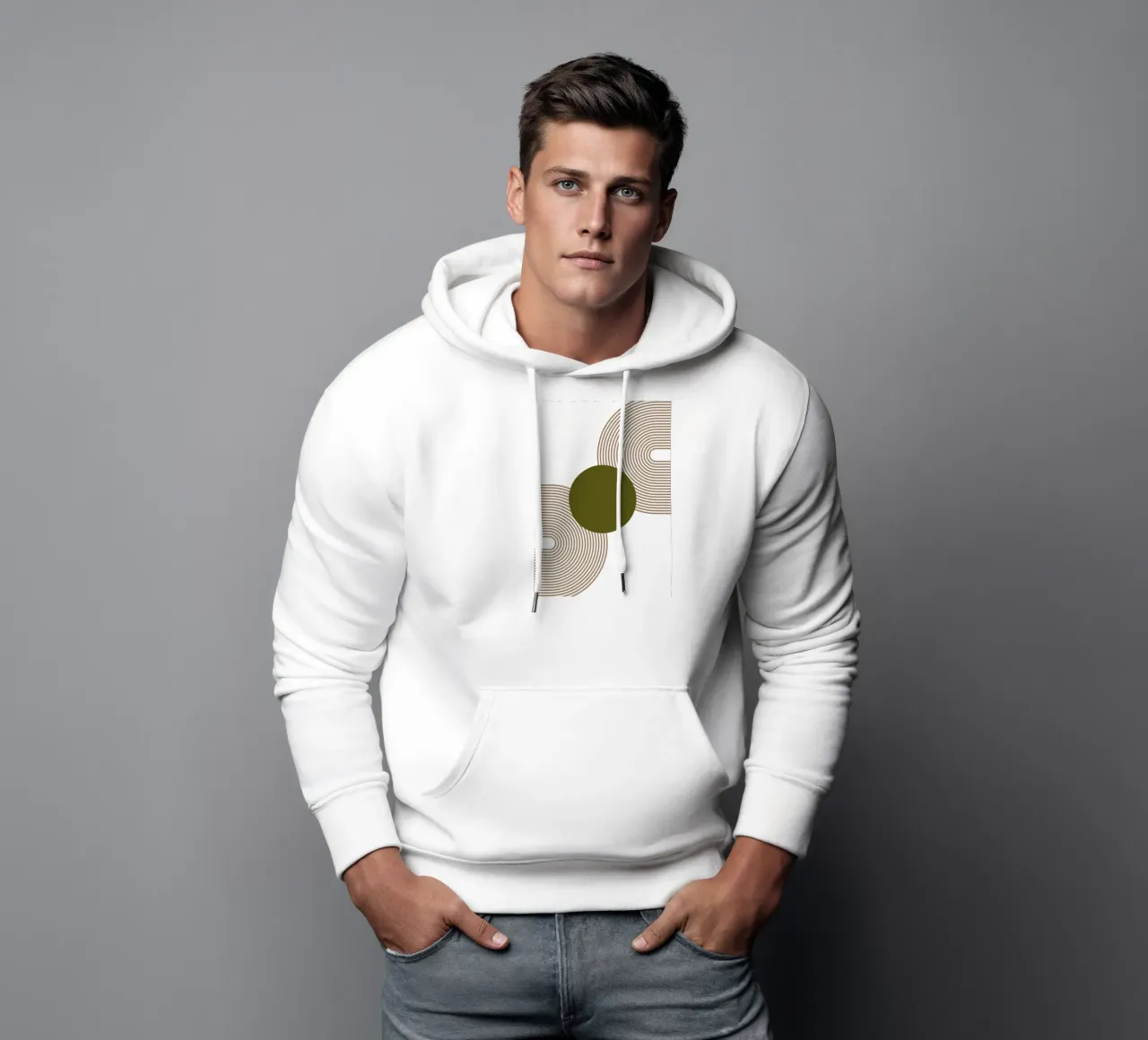 Central olive green circle felpa con cappuccio da LisaArtes