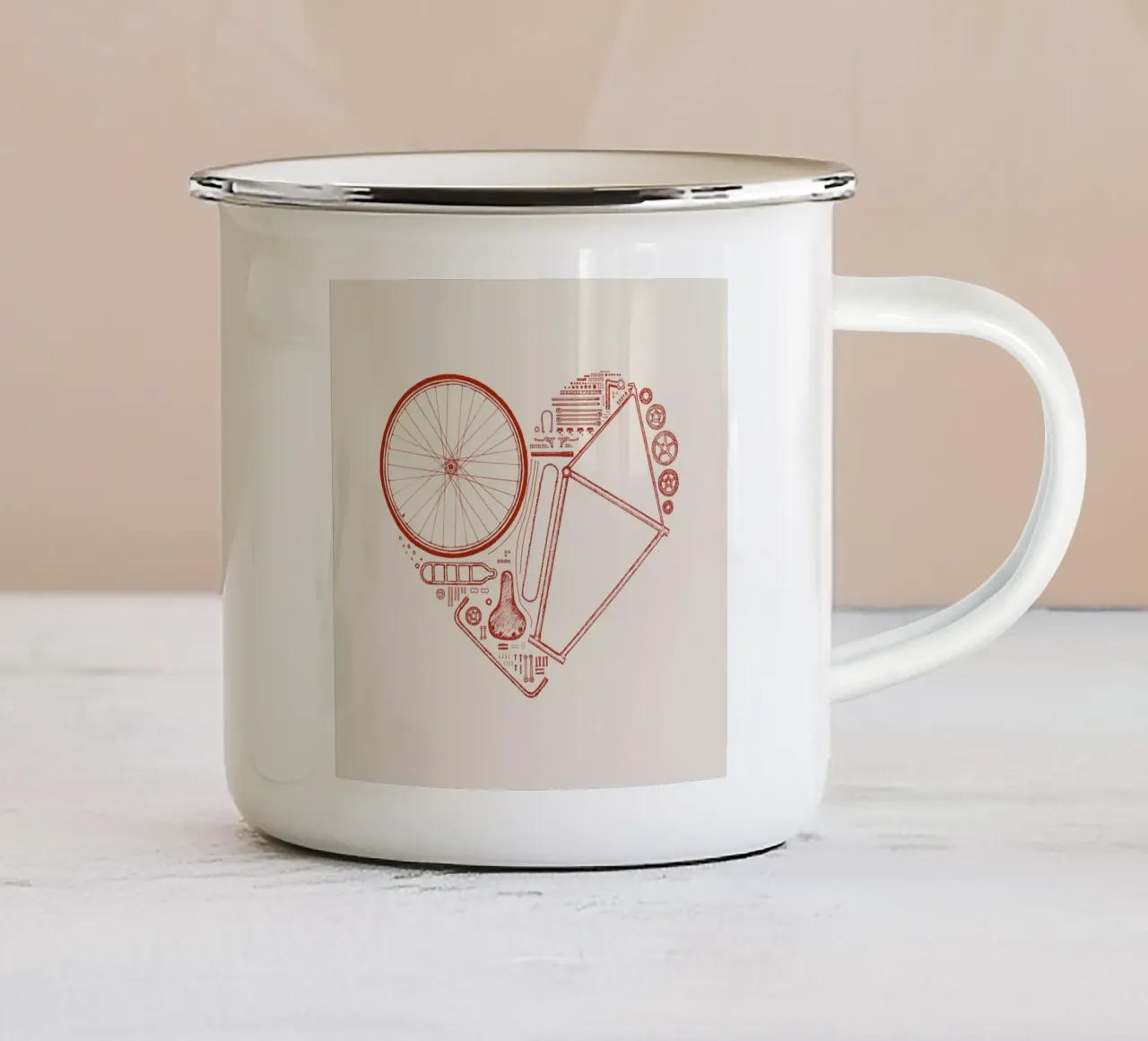 Love Bike 2 tazza in smalto da Florent Bodart