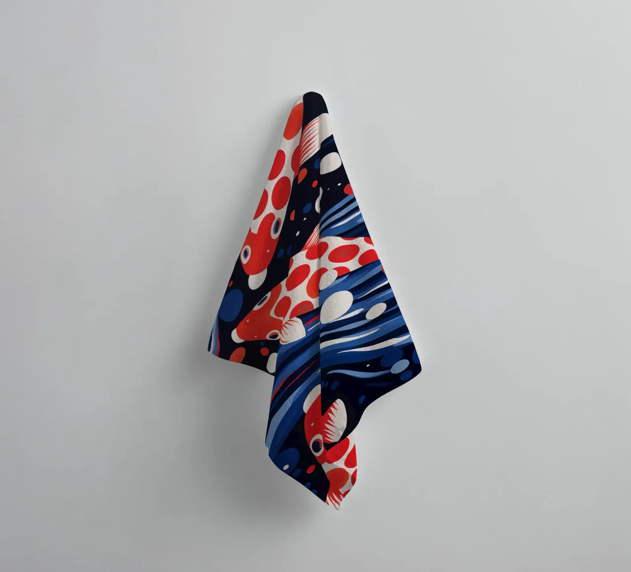 Decorative koi fish pattern with dots towel by Autofocus