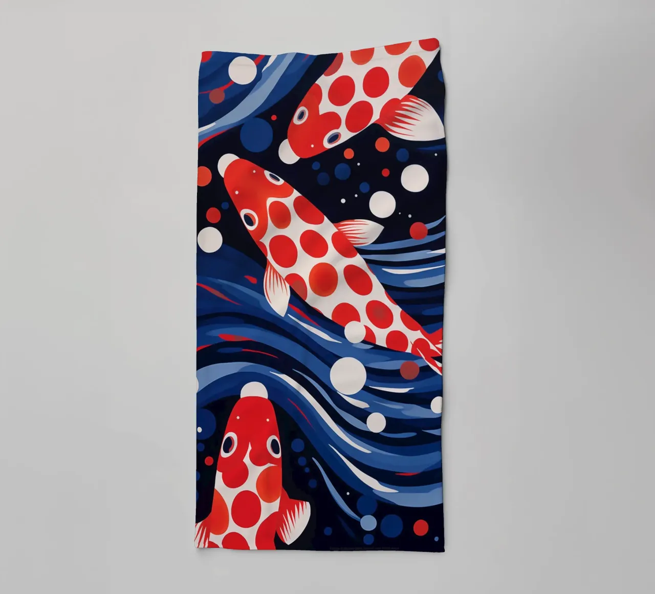 Decorative koi fish pattern with dots towel by Autofocus