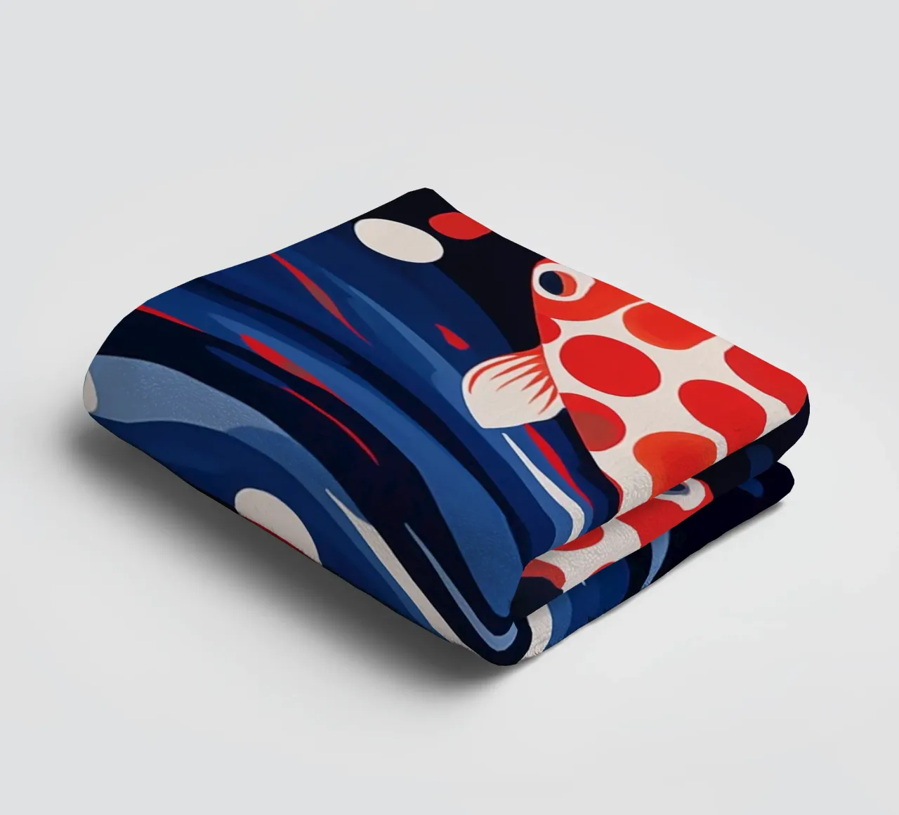 Decorative koi fish pattern with dots towel by Autofocus
