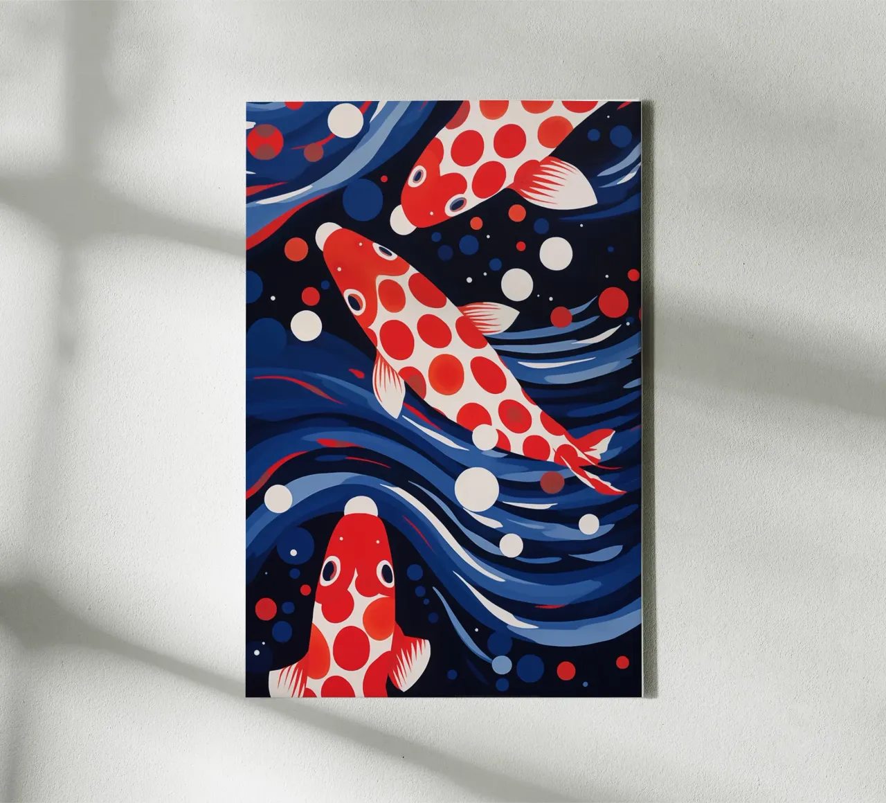 Decorative koi fish pattern with dots canvas with Floater frame by Autofocus