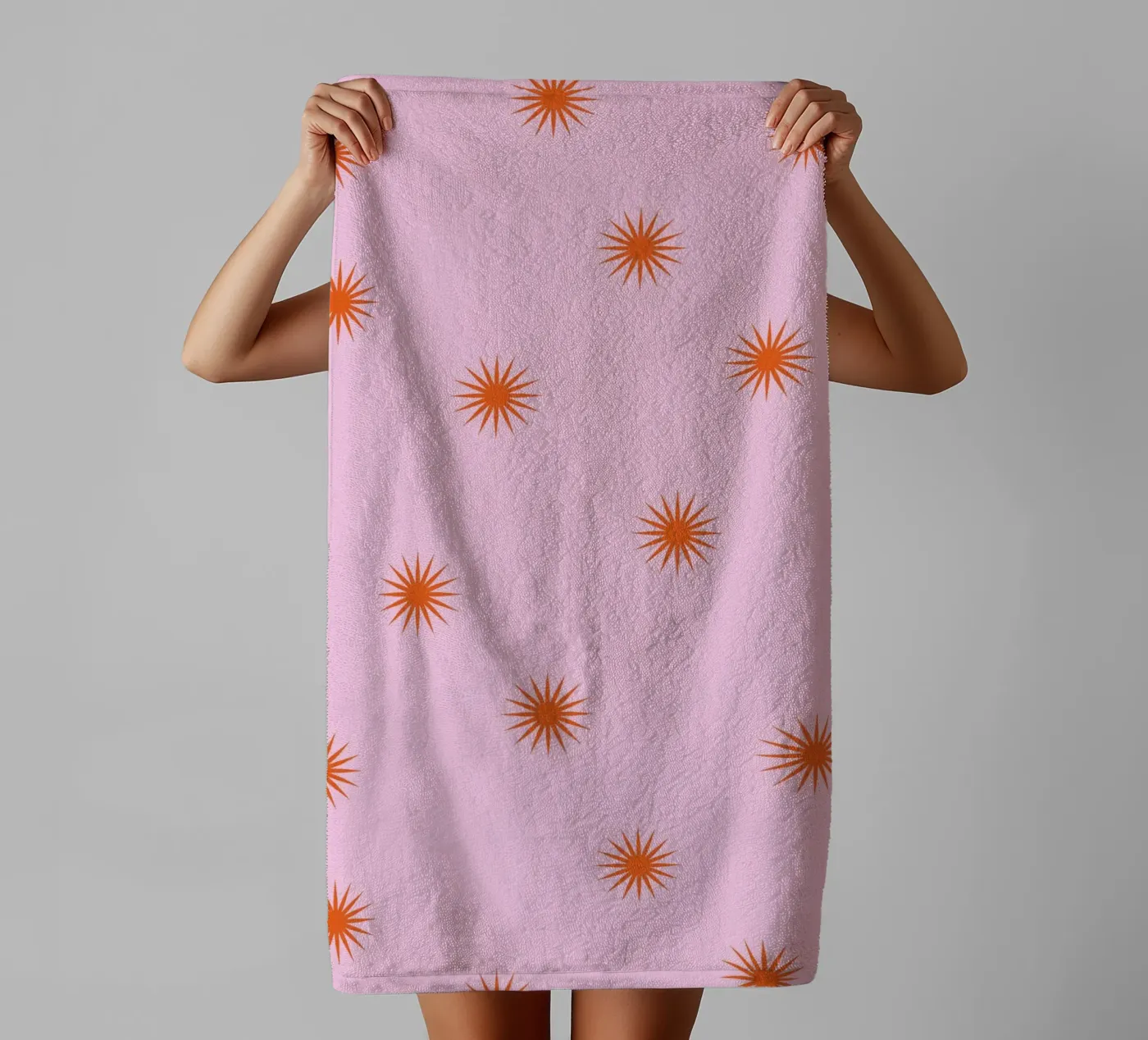 Sunshine Orange Pattern badhanddoek van janamossmann