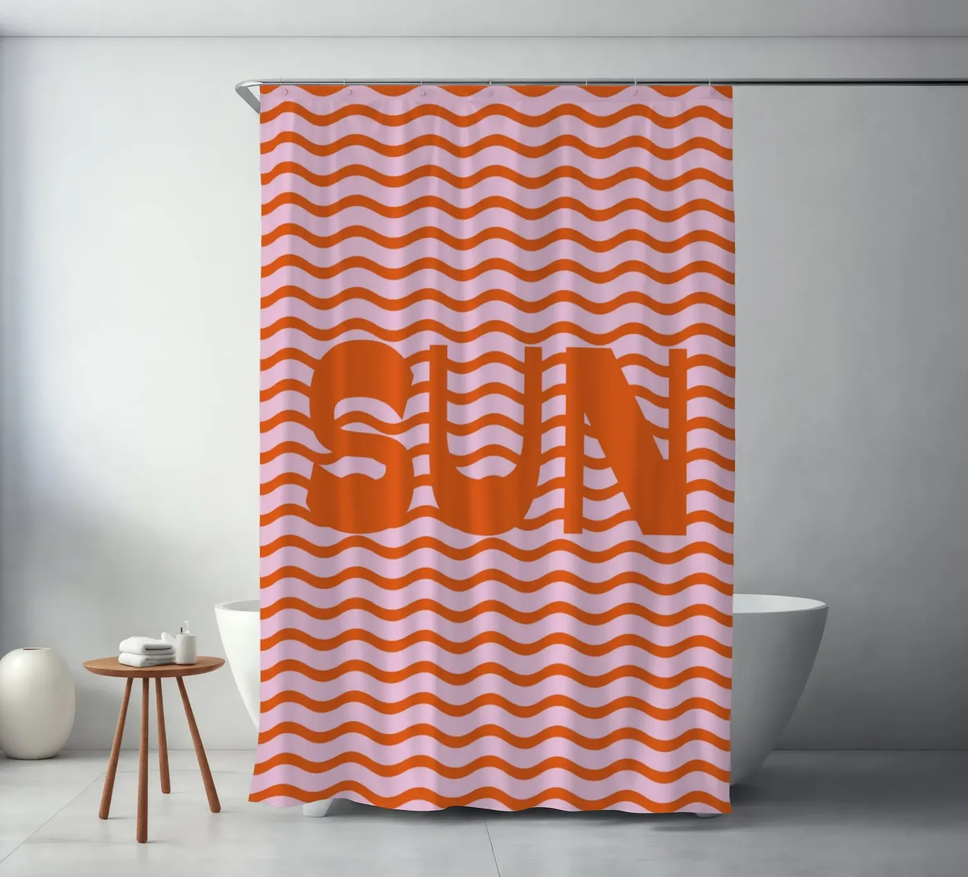 Sun Waves Orange Duschvorhang von janamossmann