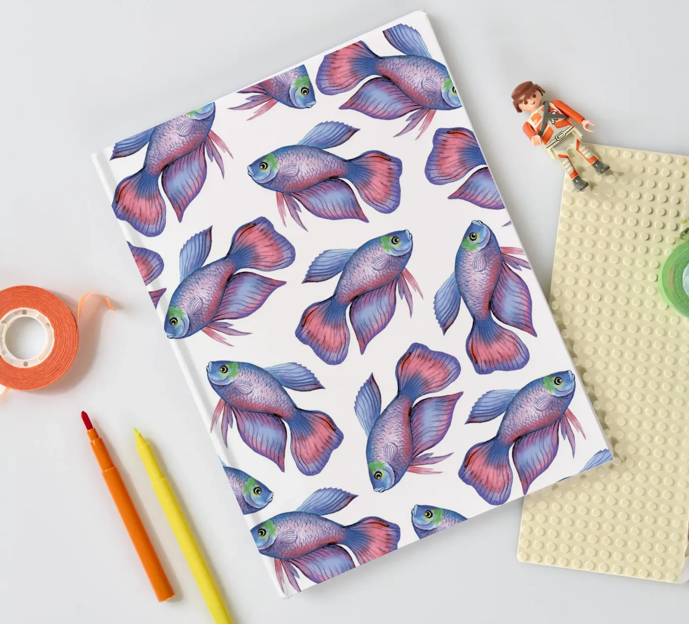 Fish pattern notebook by Happypatterns