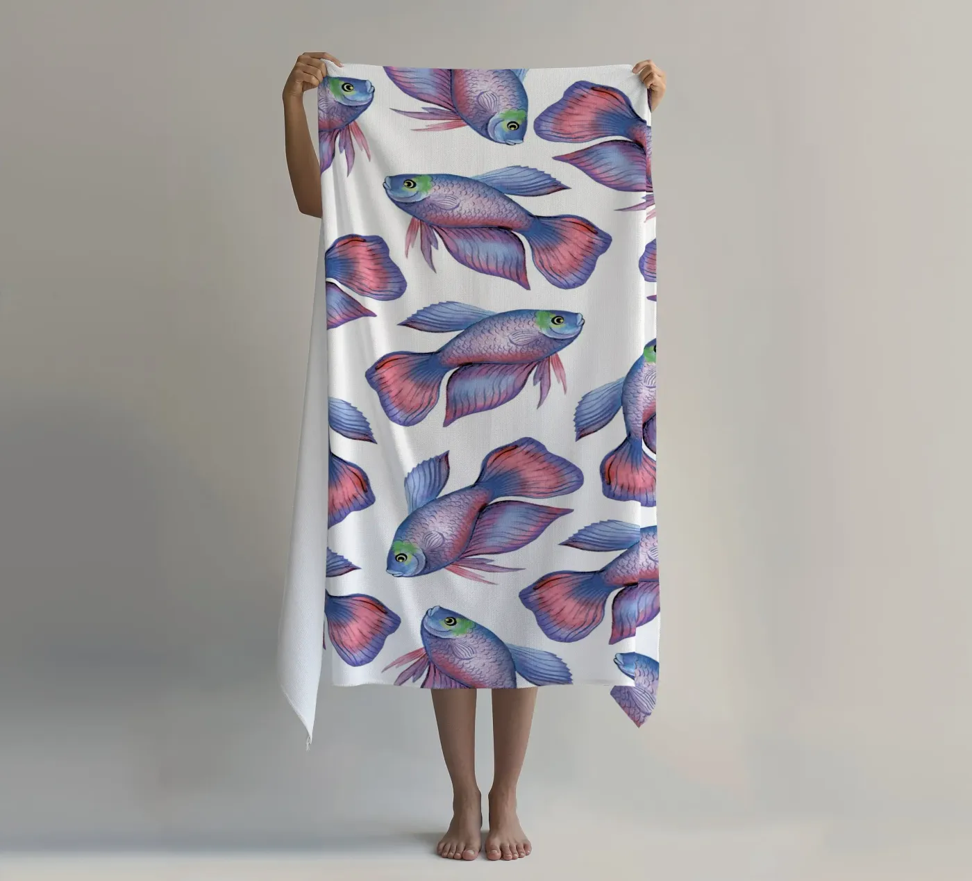 Fish pattern strandhanddoek van Happypatterns