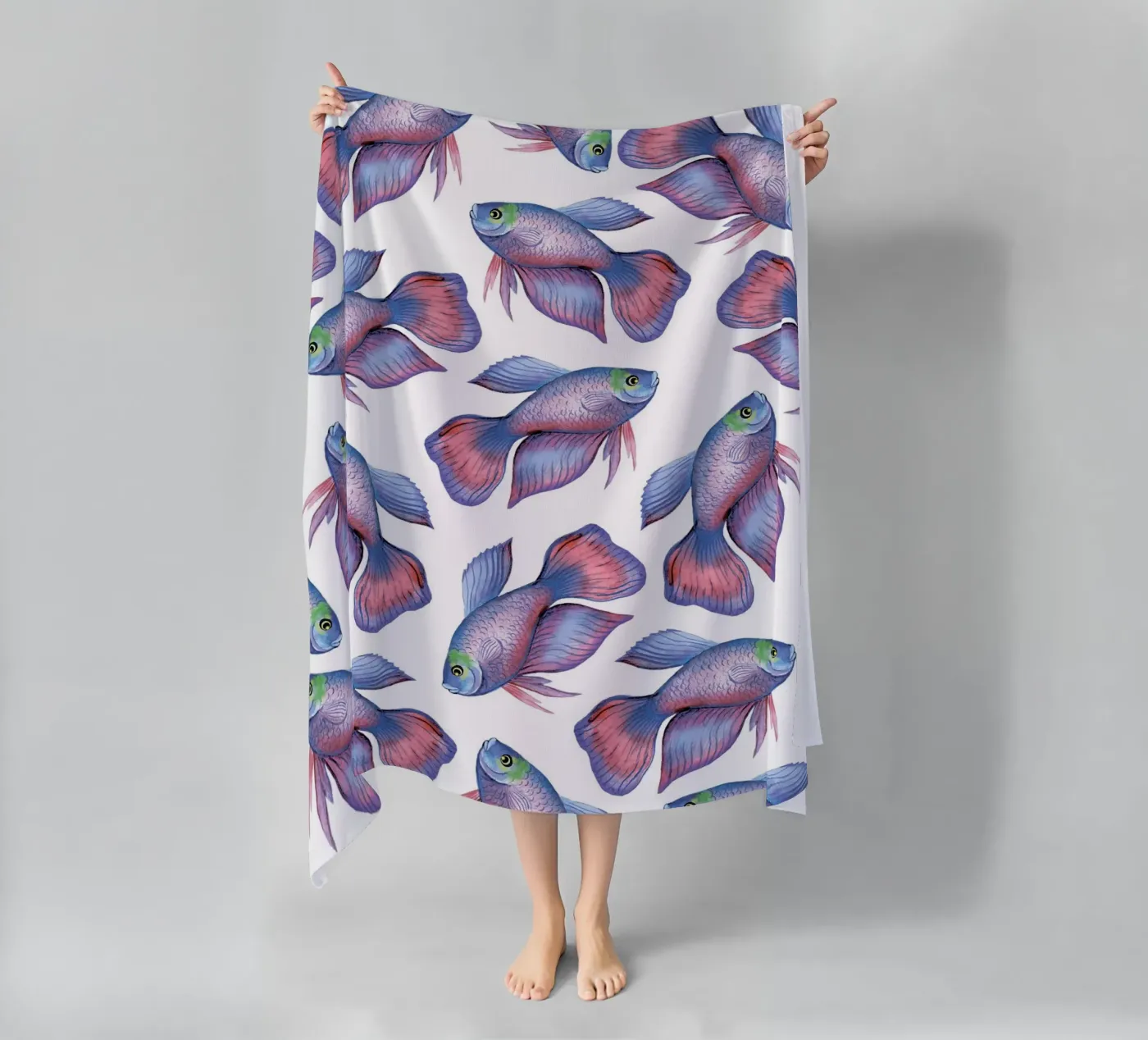 Fish pattern strandhanddoek van Happypatterns
