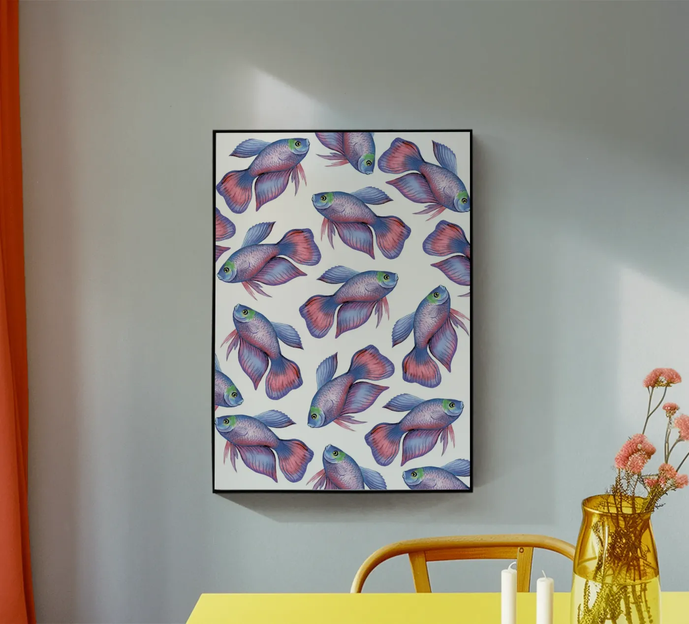 Fish pattern acryl van Happypatterns
