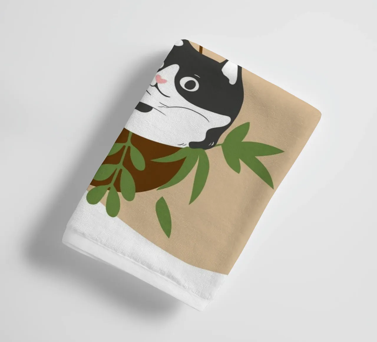 black and white cat playfully lounges in a hanging asciugamano da bagno da LisaArtes