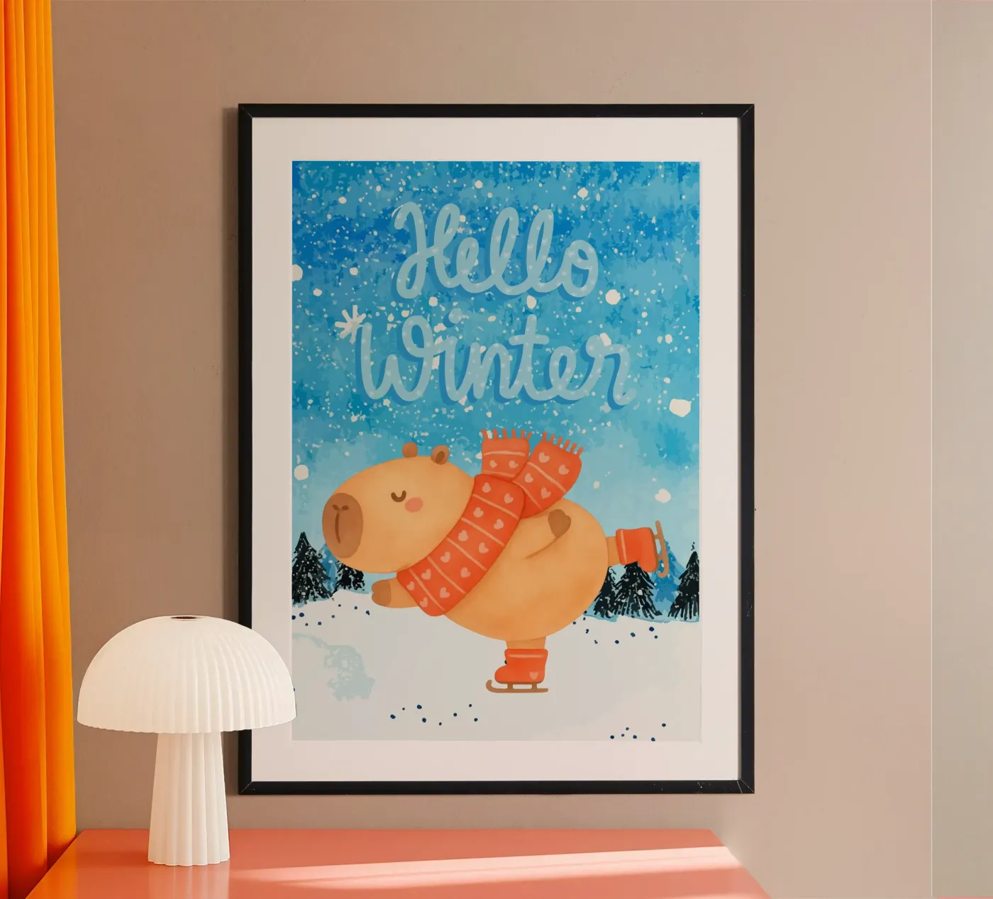 Hello winter capybara poster by Funkydays
