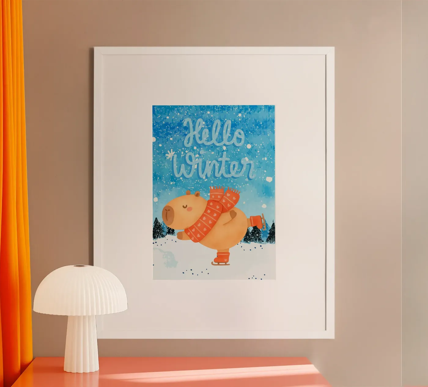 Hello winter capybara poster by Funkydays