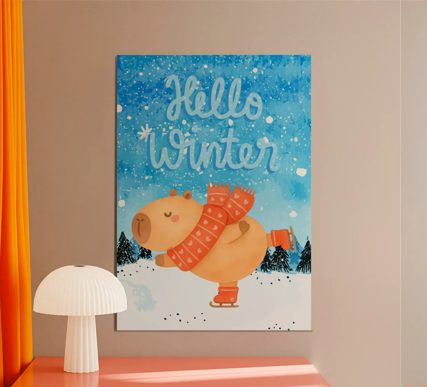 Hello winter capybara poster by Funkydays