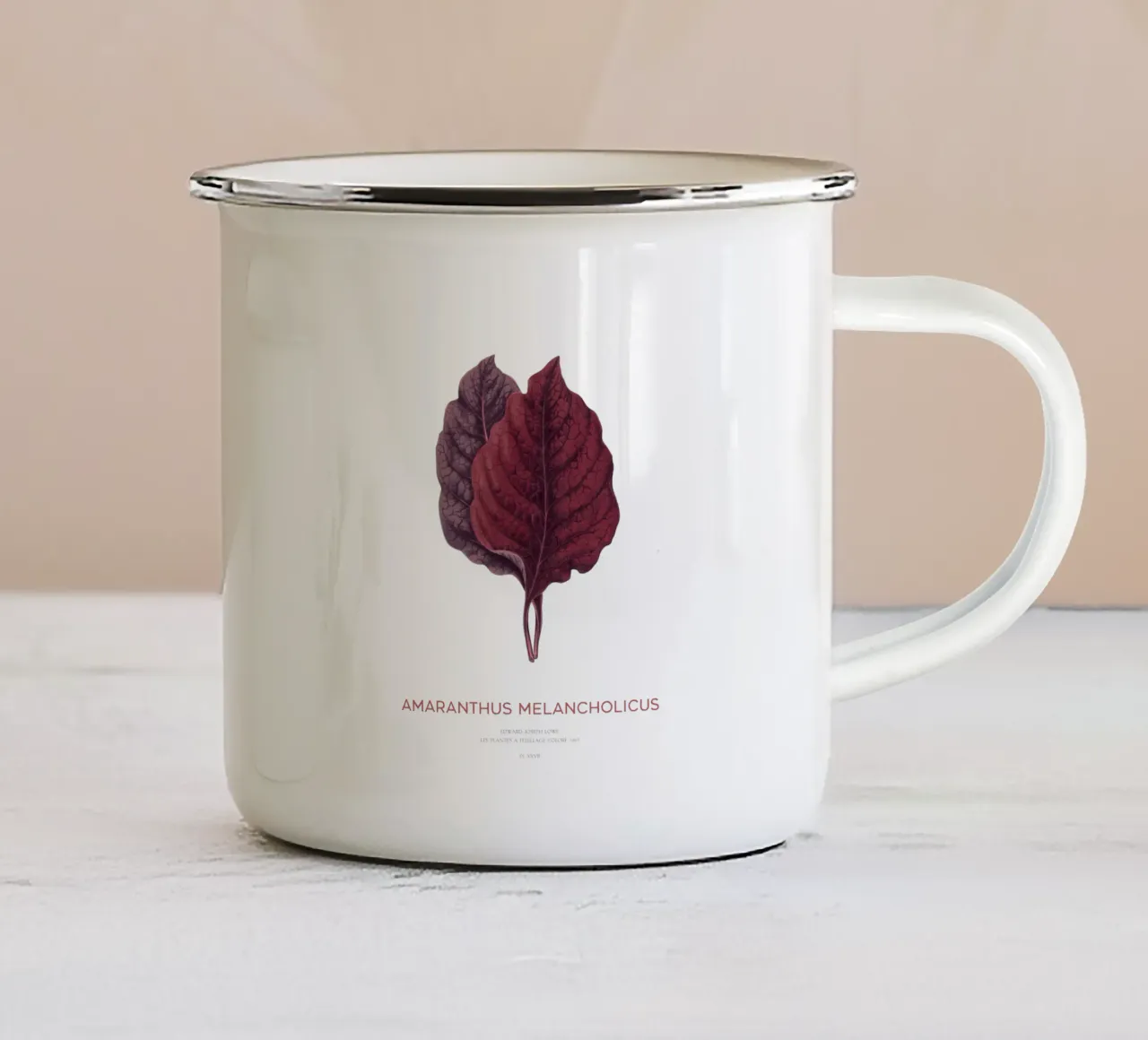 Essbarer Amaranth oder Amaranthus Melancholicus Emaille Tasse von Vintagrafica