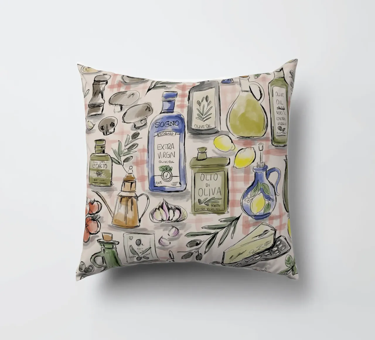 Cucina Italiana Pattern cuscino da anisillustration