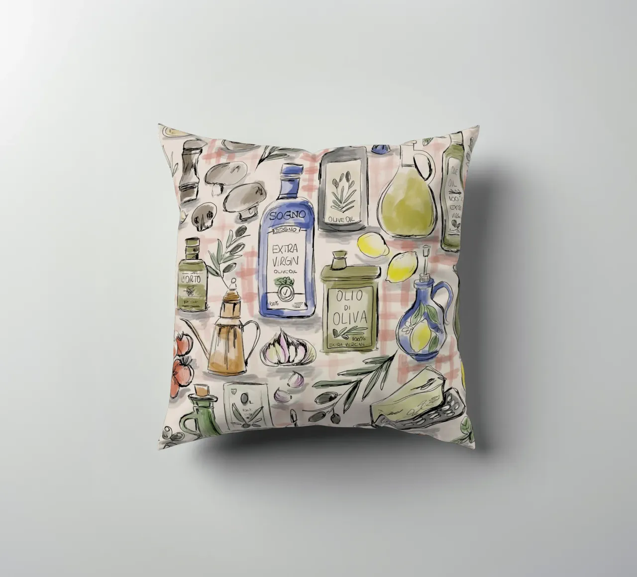 Cucina Italiana Pattern cuscino da anisillustration