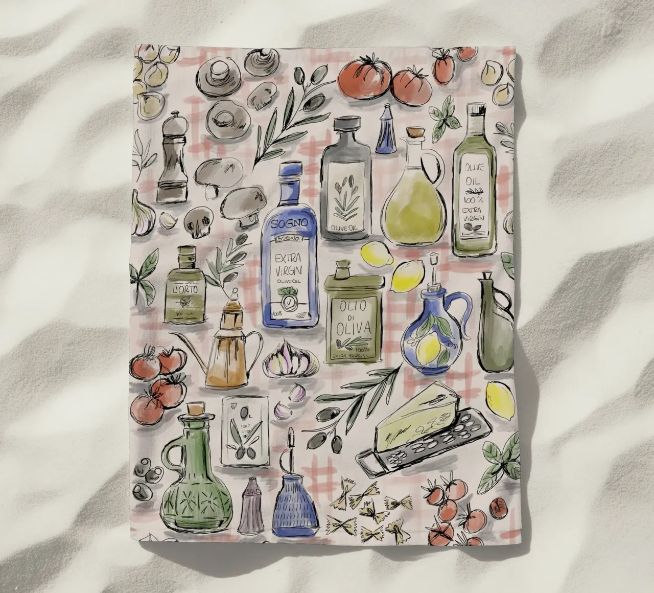Cucina Italiana Pattern telo mare da anisillustration