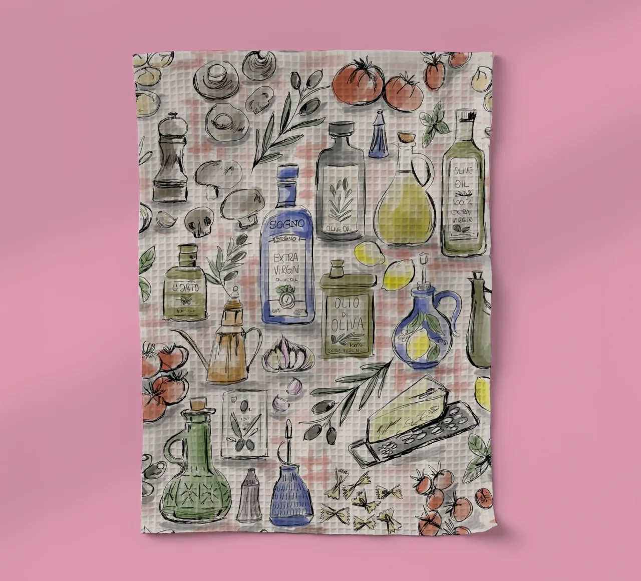 Cucina Italiana Pattern tea towel by anisillustration