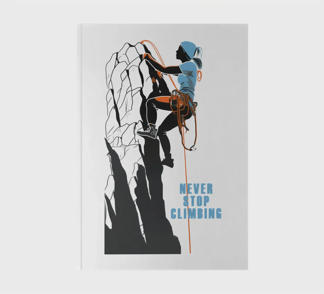 Never Stop Climbing - Mountaineering motif notebook by Autofocus