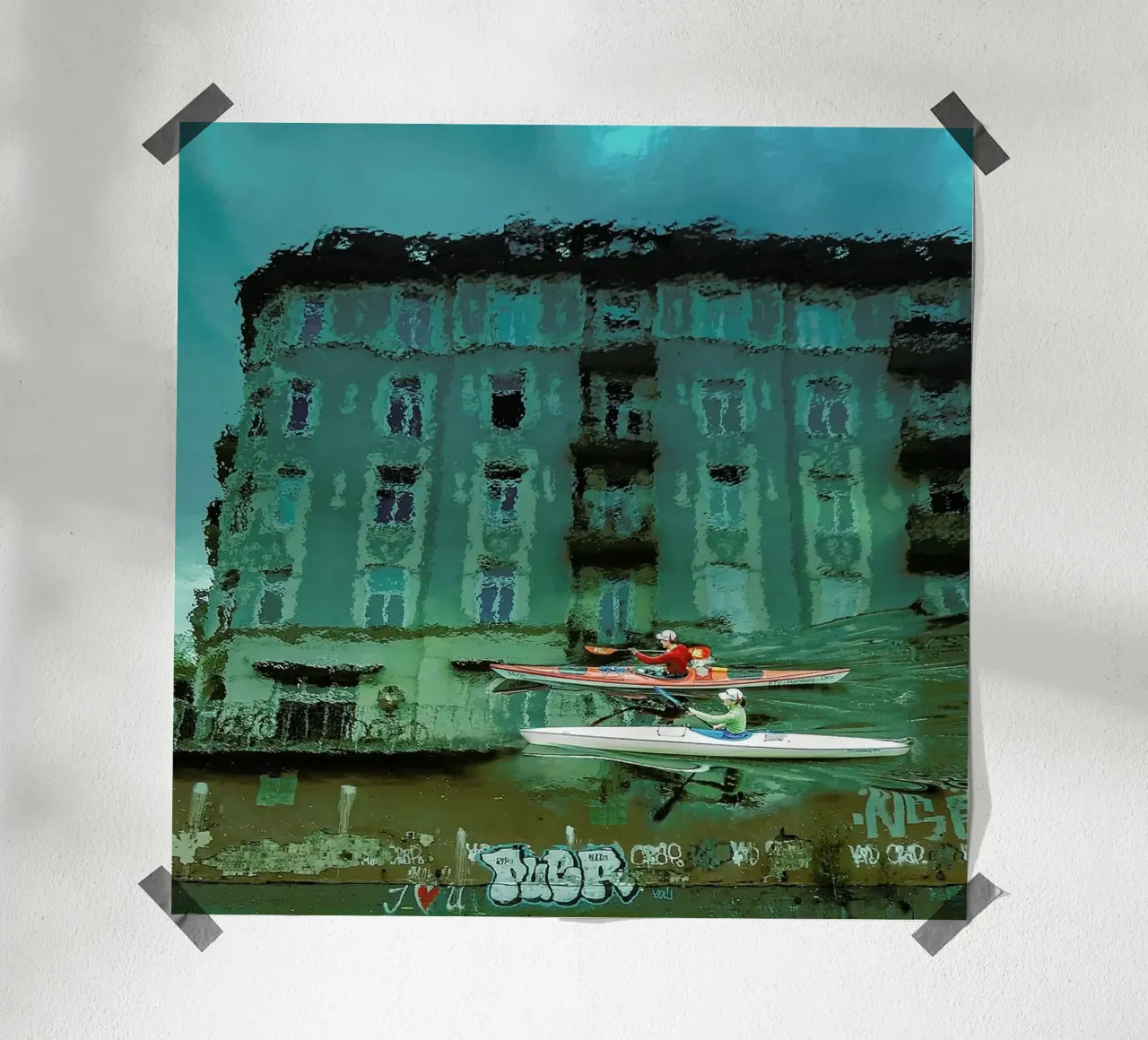 My Hamburg poster con telaio in legno da Ambra