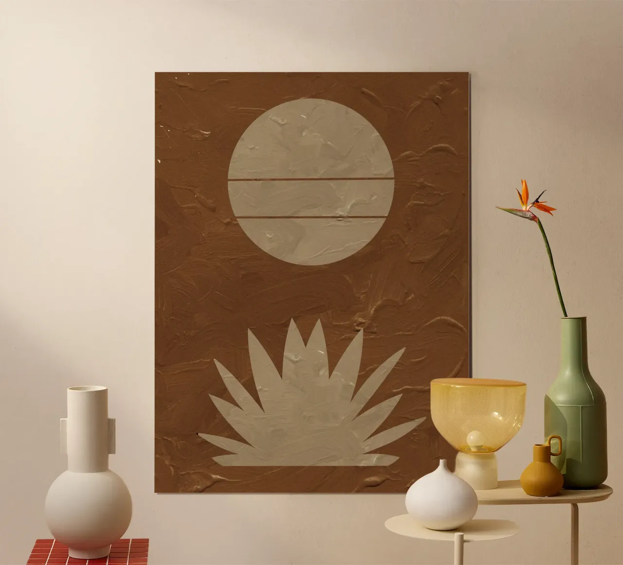 Desert Sun – Minimalistische Naturkunst Poster mit Holzrahmen von Whole©