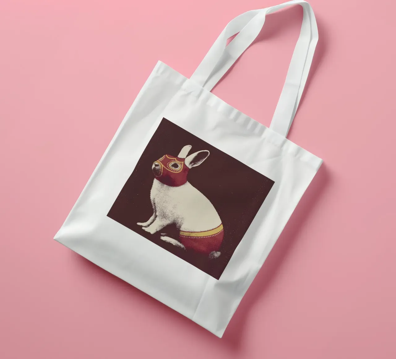 Lapin Catcheur (Rabbit Wrestler) borsa in juta da Florent Bodart