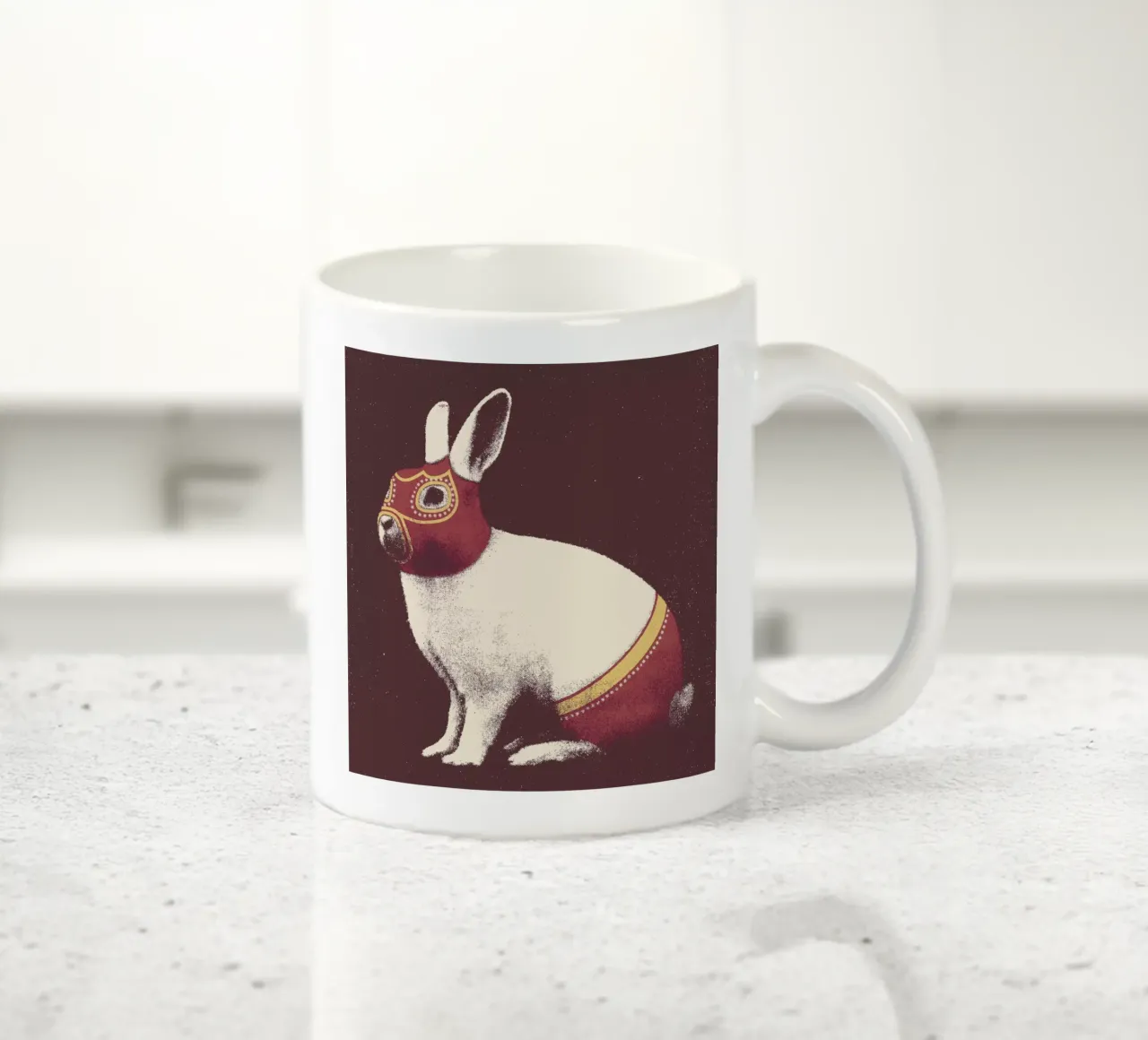 Lapin Catcheur (Rabbit Wrestler) tazza in ceramica da Florent Bodart