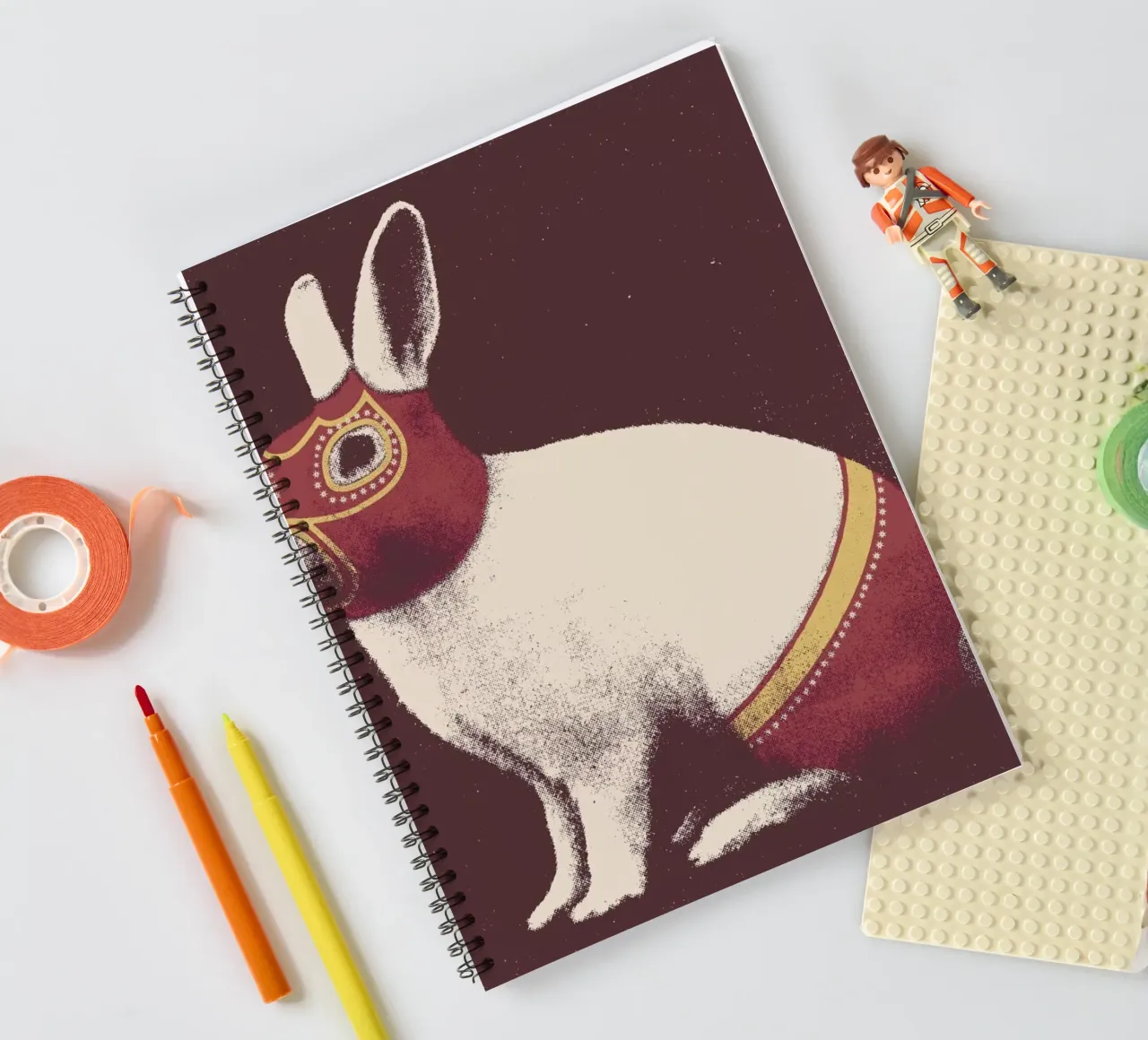 Lapin Catcheur (Rabbit Wrestler) spiral notebook by Florent Bodart