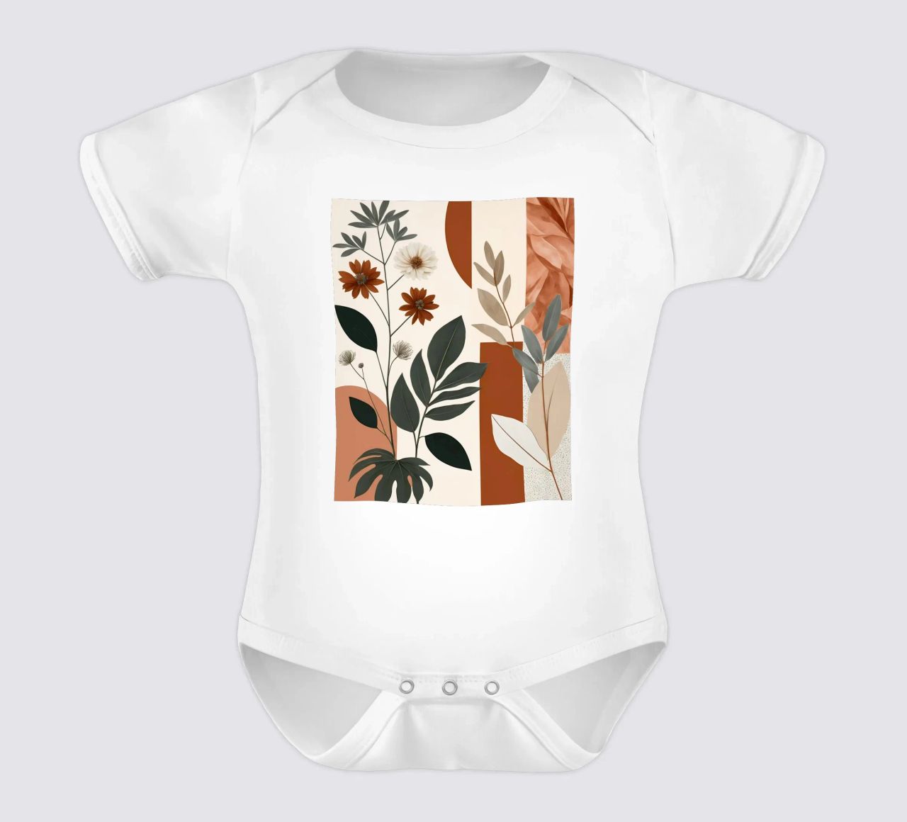 Earthy Elegance: Botanical Abstract short-sleeve baby romper by Artistic-shop