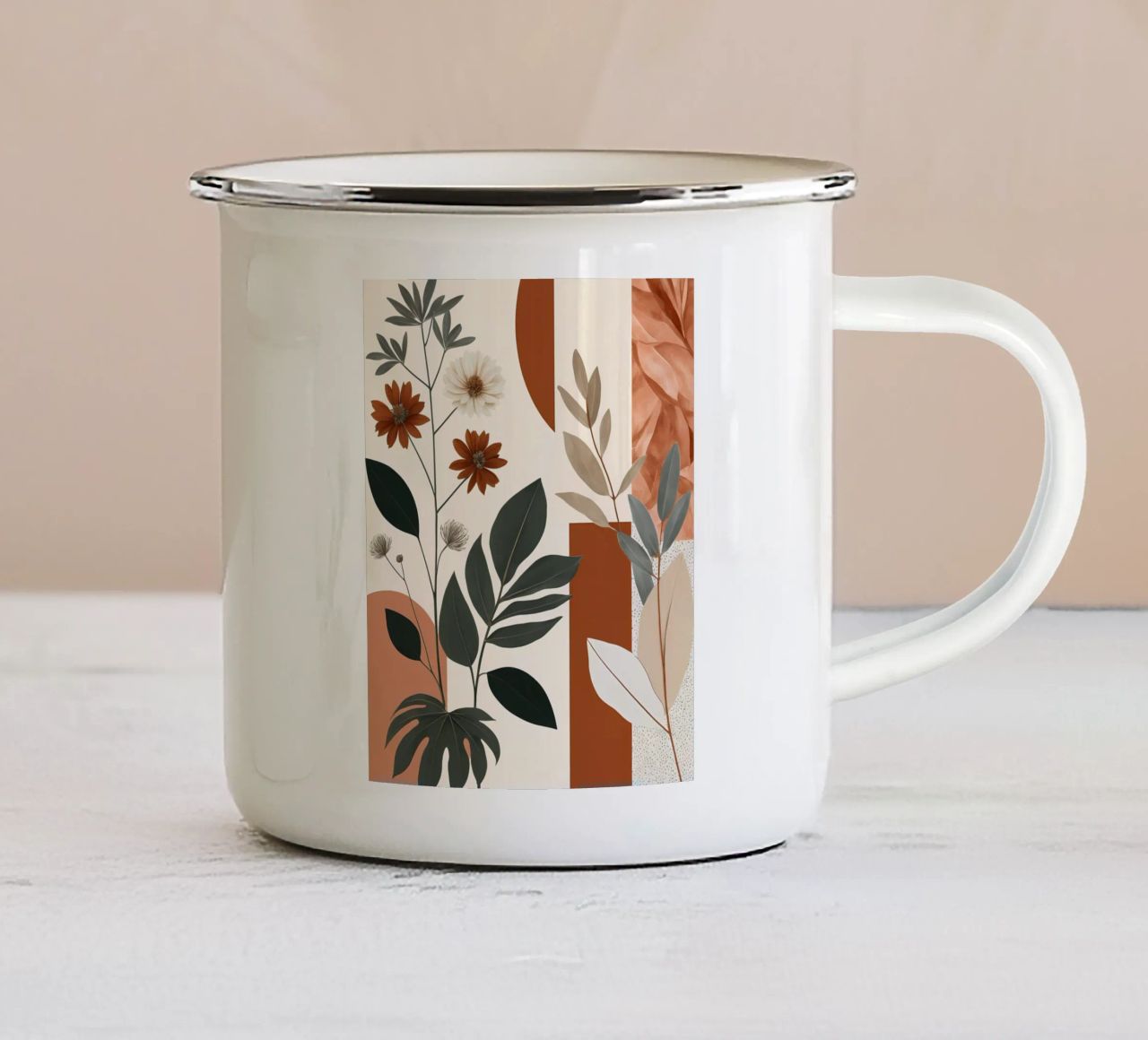 Eleganza terrestre: Astratto botanico tazza in smalto da Artistic-shop