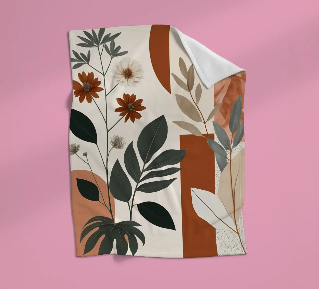 Erdige Eleganz: Botanischer Abstrakt Fleecedecke von Artistic-shop