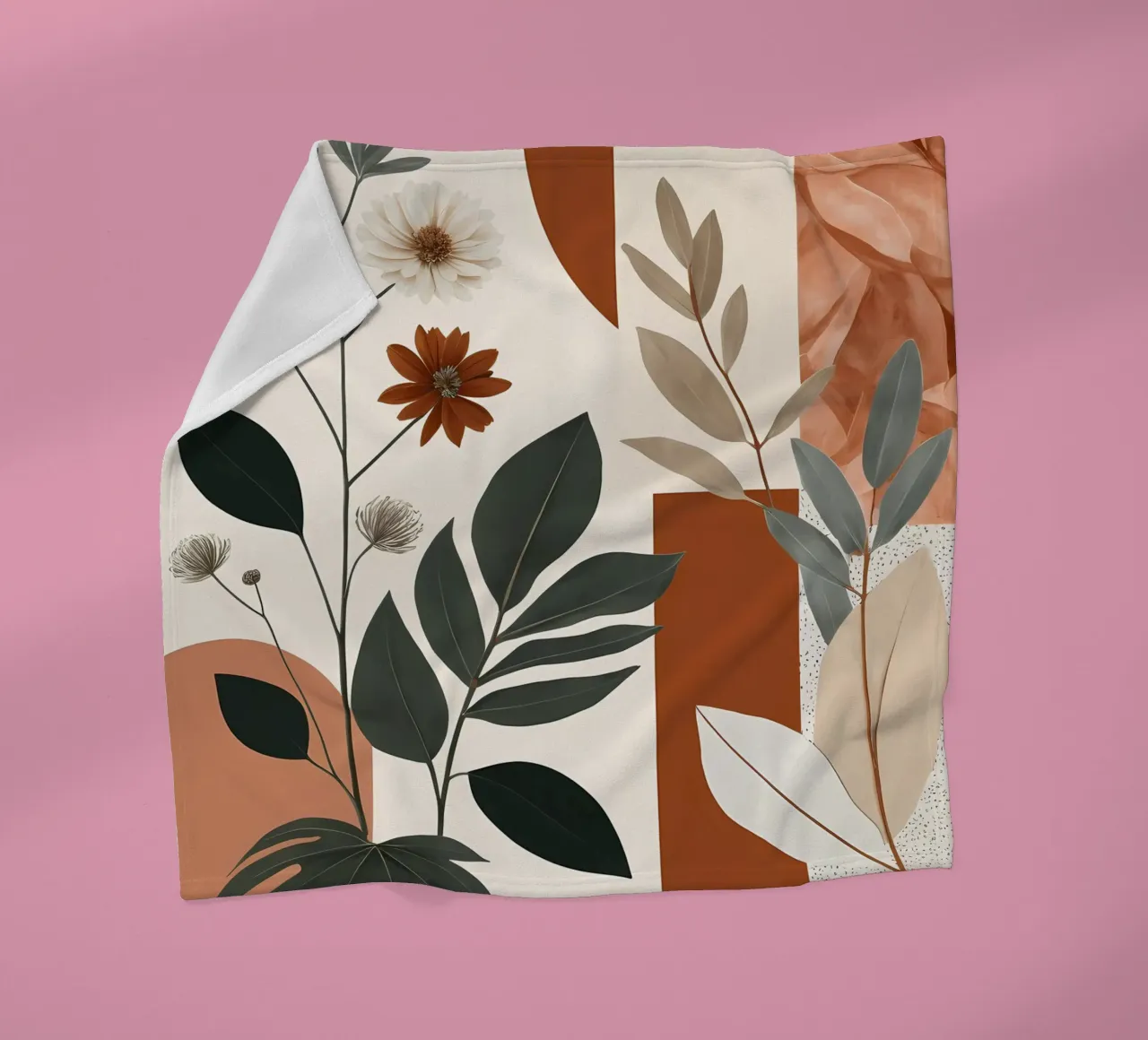 Erdige Eleganz: Botanischer Abstrakt Fleecedecke von Artistic-shop