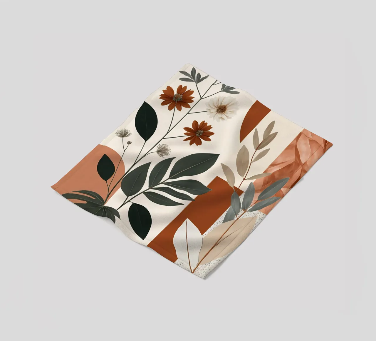 Erdige Eleganz: Botanischer Abstrakt Fleecedecke von Artistic-shop