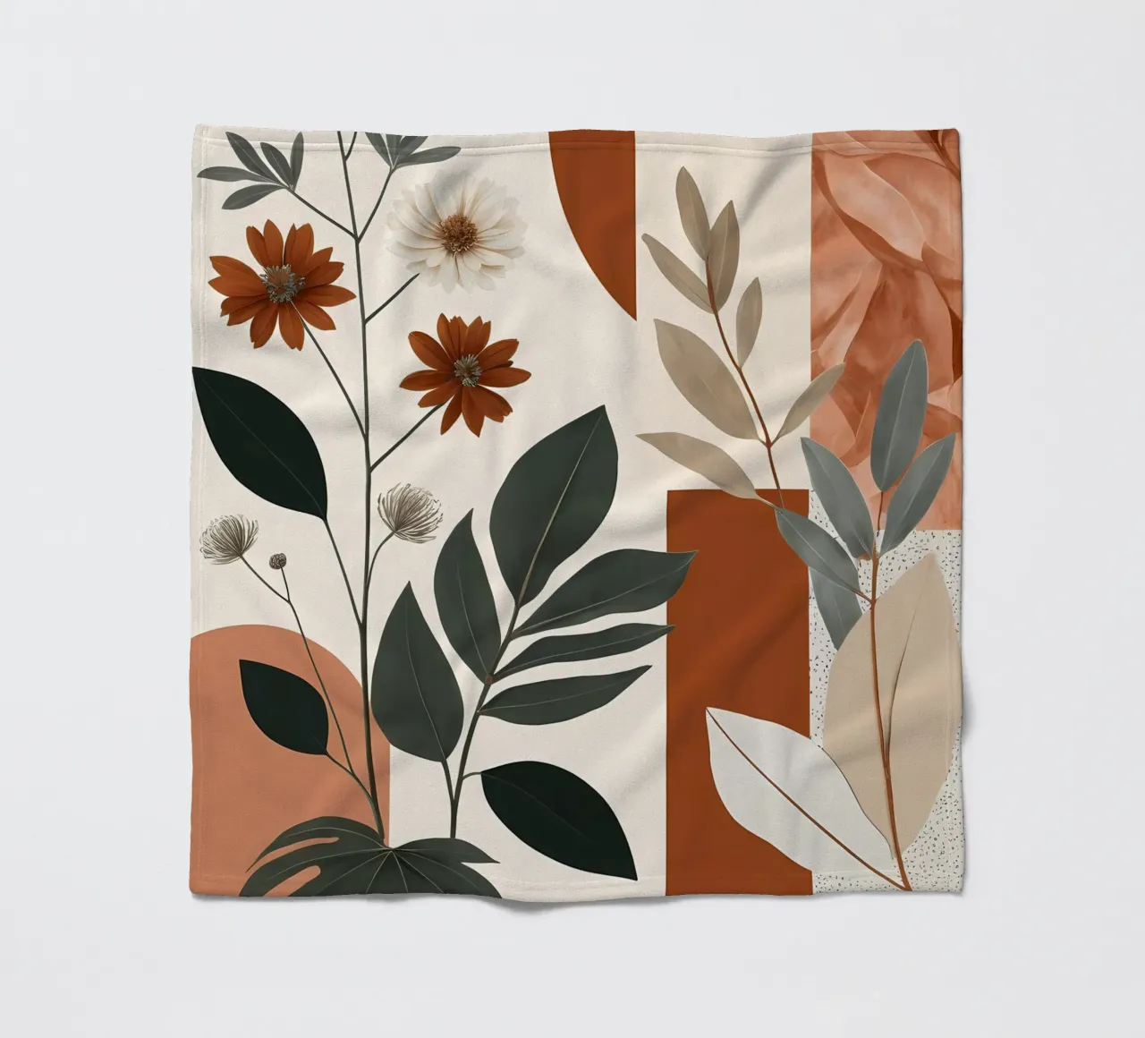 Erdige Eleganz: Botanischer Abstrakt Fleecedecke von Artistic-shop