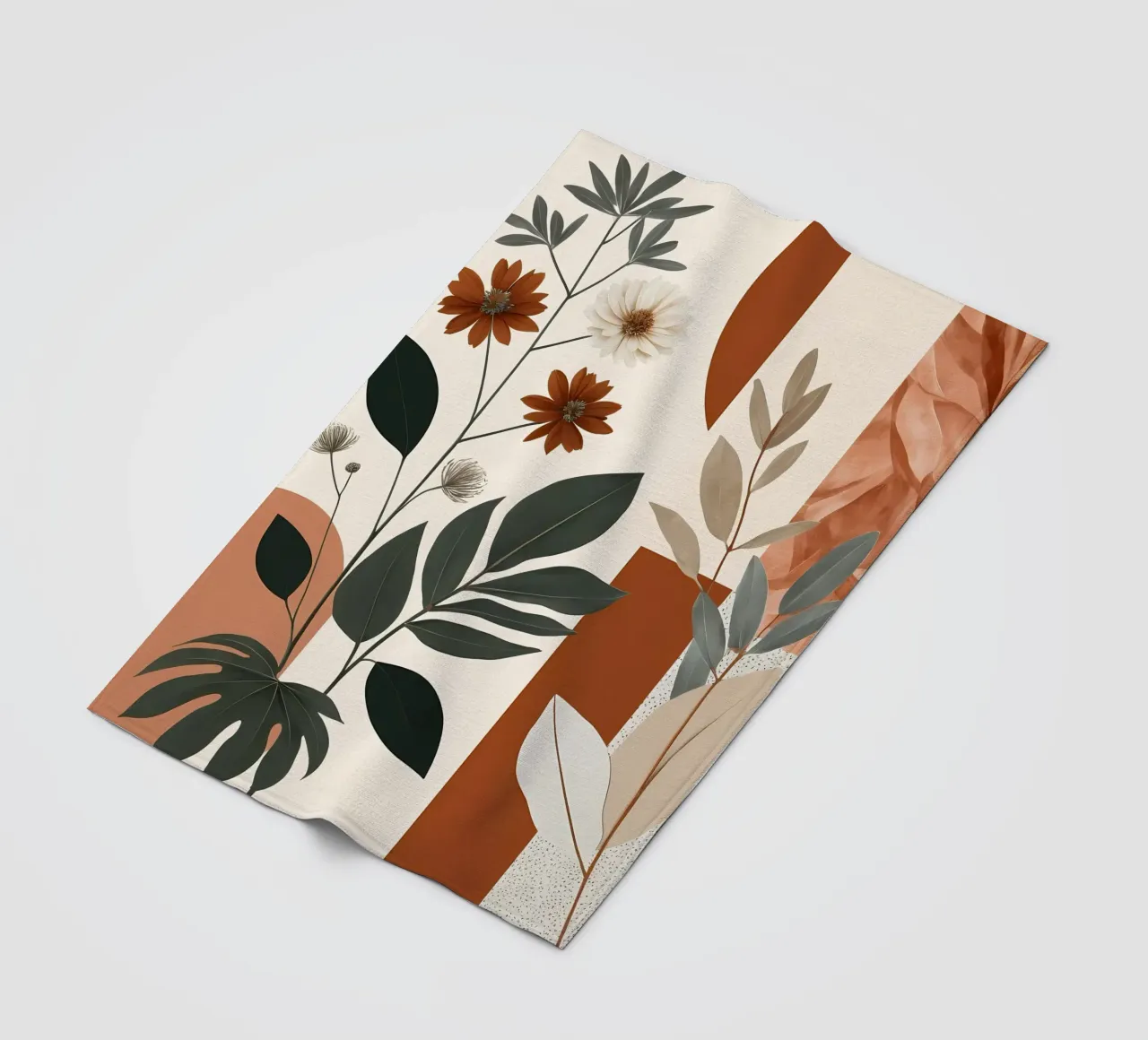 Erdige Eleganz: Botanischer Abstrakt Fleecedecke von Artistic-shop