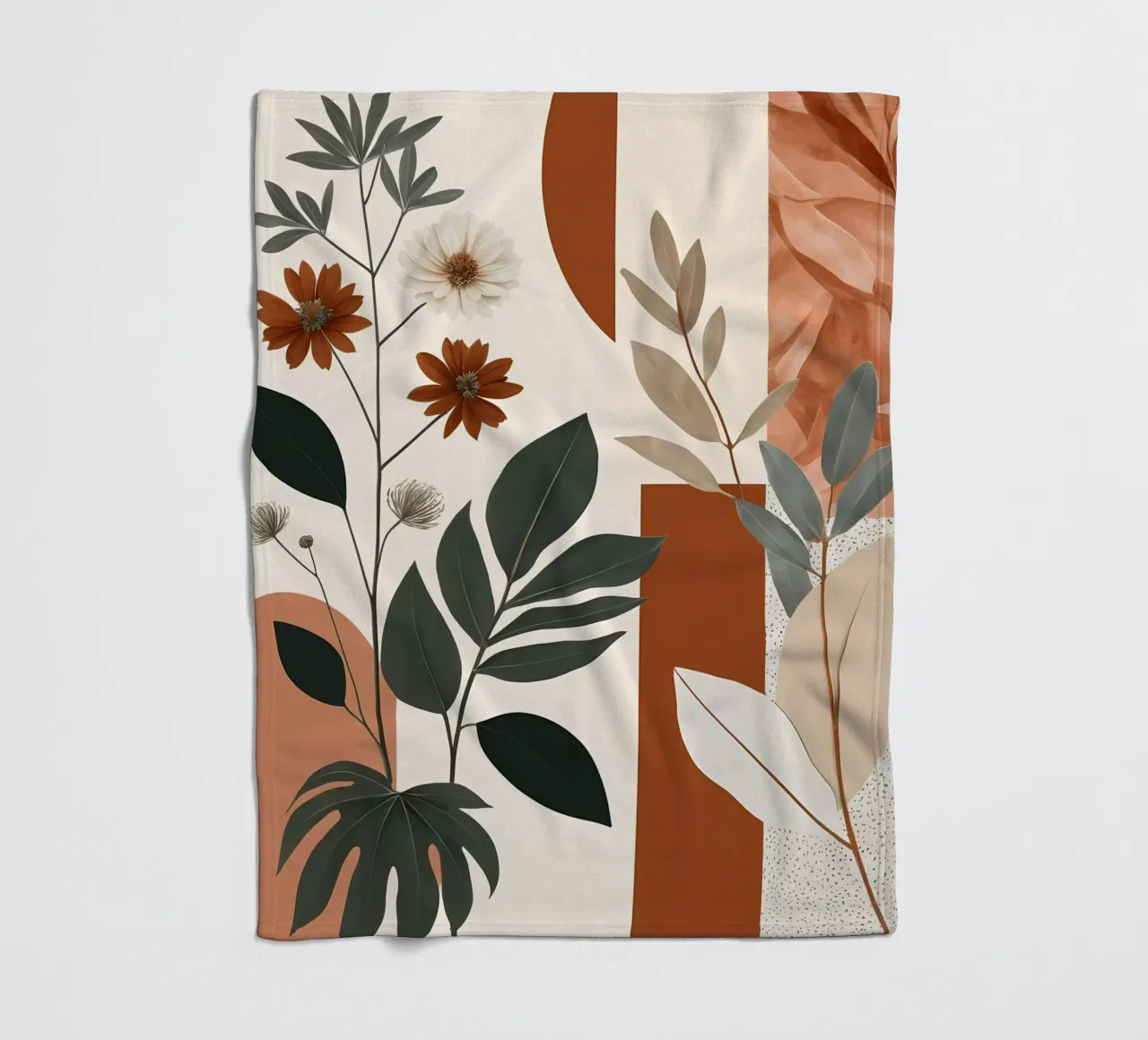 Erdige Eleganz: Botanischer Abstrakt Fleecedecke von Artistic-shop