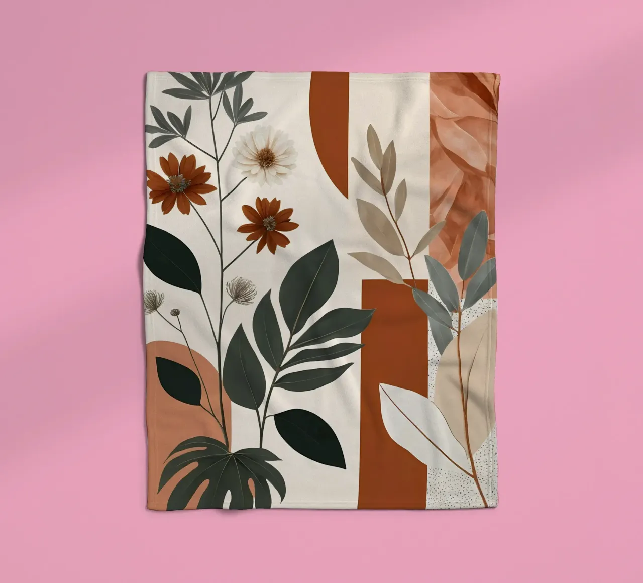 Erdige Eleganz: Botanischer Abstrakt Fleecedecke von Artistic-shop