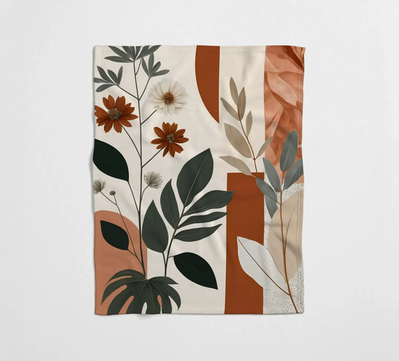 Erdige Eleganz: Botanischer Abstrakt Fleecedecke von Artistic-shop