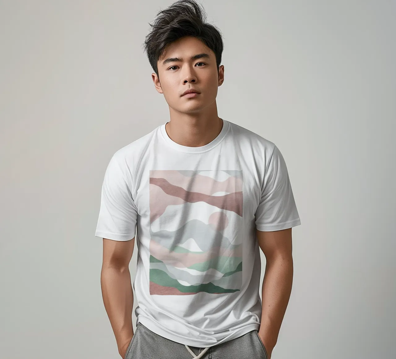 Abstract pastellandschap - Zachte golven t-shirt van Whole©