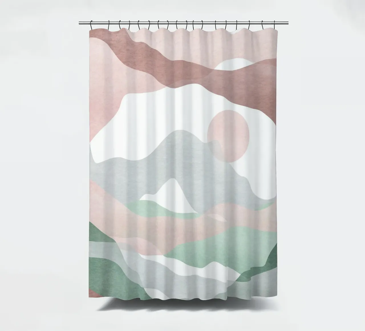 Abstract pastellandschap - Zachte golven douchegordijn van Whole©