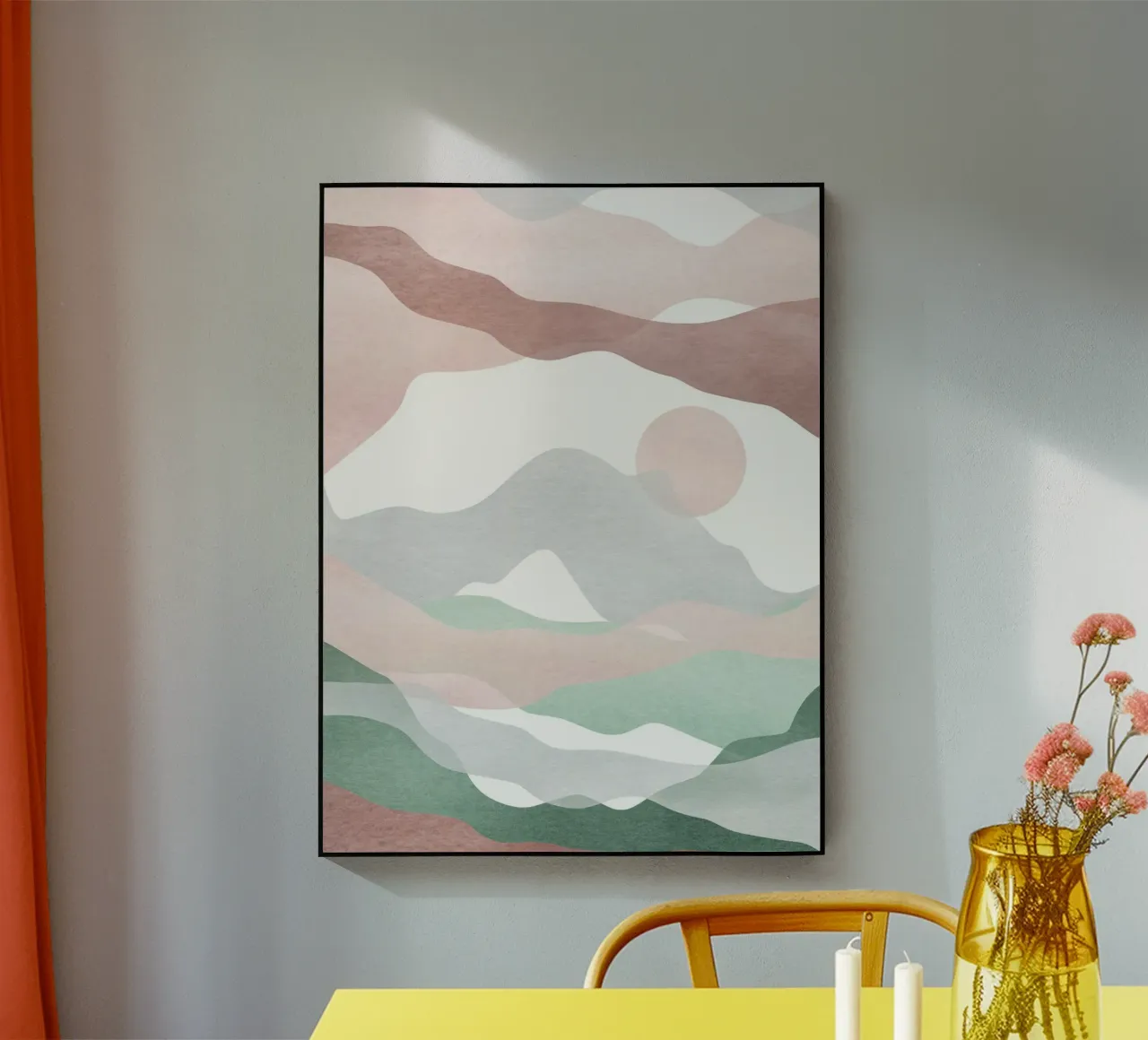 Abstrakte Pastell-Landschaft – Sanfte Wellen Acryl-Glas von Whole©